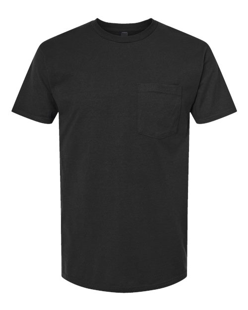 Tultex Unisex Heavyweight Jersey Pocket T-Shirt — Black — Front