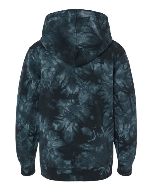 Independent Trading Co. Youth Midweight Tie-Dyed Hooded Sweatshirt — Tie Dye Black — Back