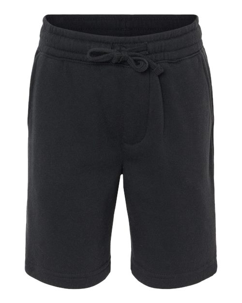 Independent Trading Co. Youth Lightweight Special Blend Fleece Shorts — Black — Front