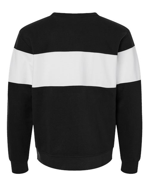 J. America Unisex Varsity Fleece Crewneck Sweatshirt — Black — Back