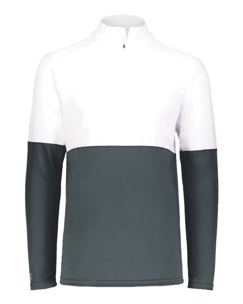 Holloway Men's Momentum Team Quarter-Zip Pullover — Iron/ White — Front