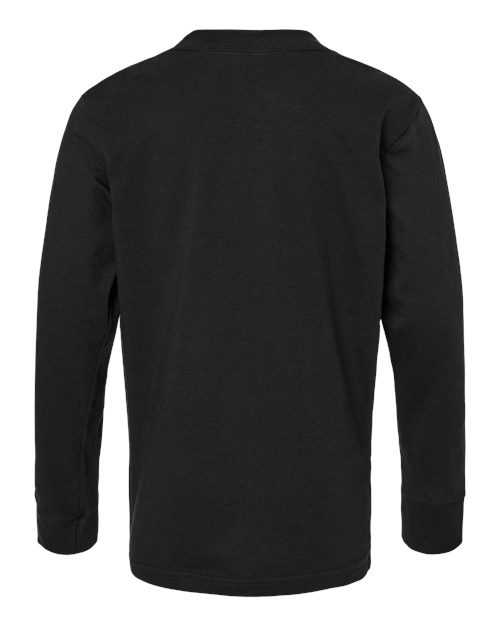 Next Level Youth Cotton Long Sleeve T-Shirt — Black — Back