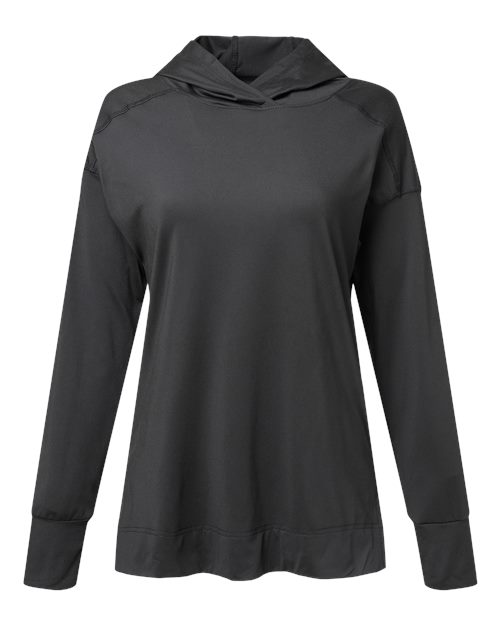 Holloway Women's Eco Revive™ Ventura Soft Knit Hooded Sweatshirt — Black — Front