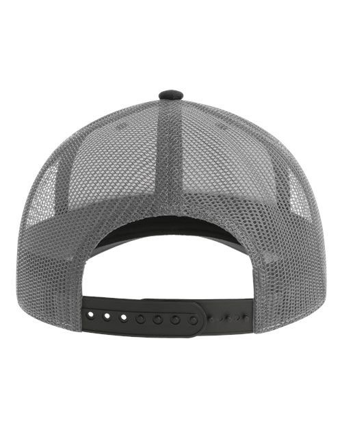 Atlantis Headwear Sustainable Five-Panel Trucker Cap — Black/ Dark Grey — Back