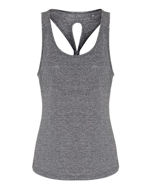 TriDri Women's Knot Back Venus Tank — Black Melange — Front