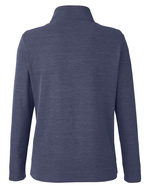CORE365 Women's Fusion ChromaSoft™ Pique Quarter-Zip Pullover — Classic Navy Heather — Back