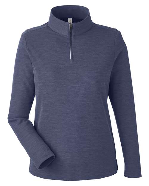 CORE365 Women's Fusion ChromaSoft™ Pique Quarter-Zip Pullover — Classic Navy Heather — Front