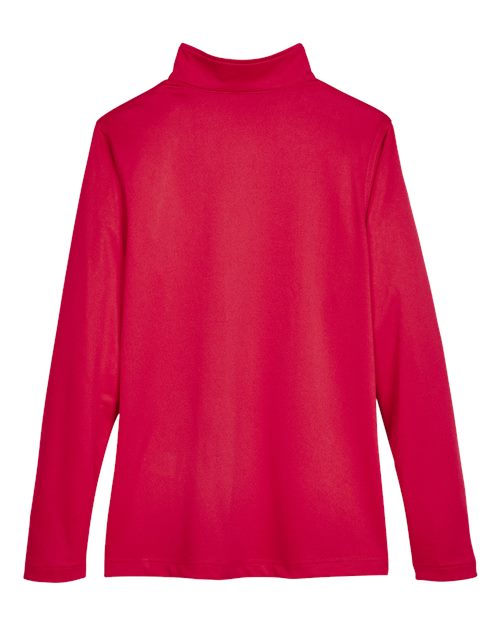 Harriton Women's Advantage Snag Protection Plus Quarter-Zip Pullover — Red — Back