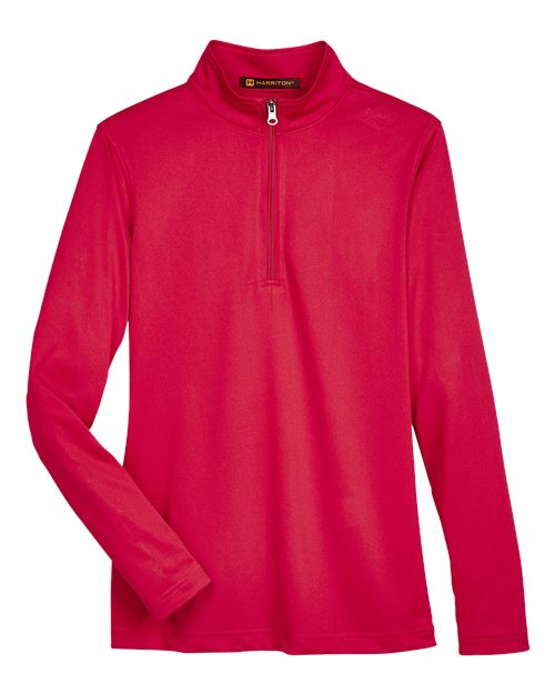 Harriton Women's Advantage Snag Protection Plus Quarter-Zip Pullover — Red — Front