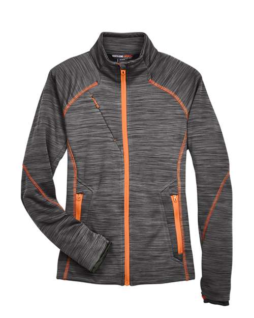 North End Women's Flux Mélange Bonded Fleece Jacket — Carbon/ Orange Soda — Front