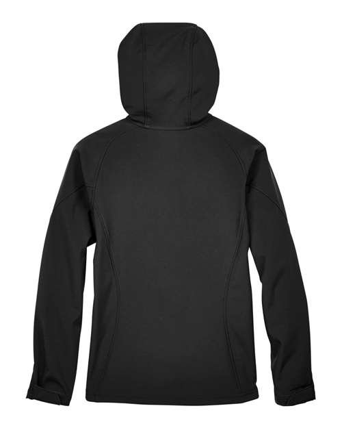 North End Women's Prospect Two-Layer Fleece Bonded Soft Shell Hooded Jacket — Black — Back
