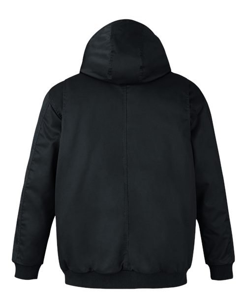 Harriton Unisex Tall ClimaBloc® Heavyweight Hooded Full-Zip Jacket — Black — Back