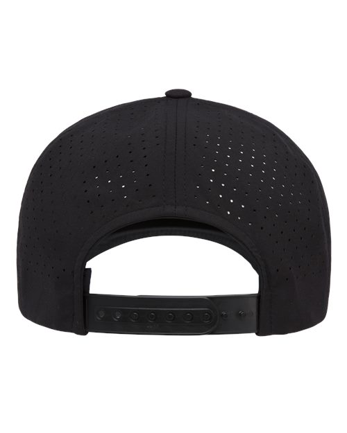 YP Classics Five-Panel Snapback with Perforated Cap — Black — Back
