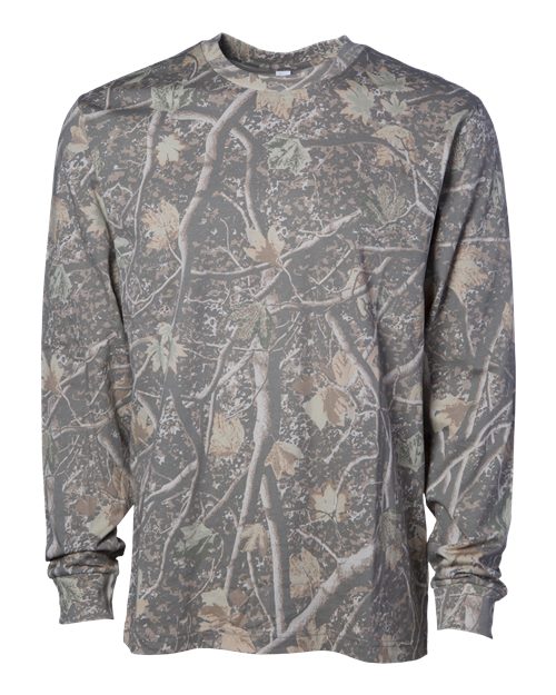 Independent Trading Co. Unisex Premium Long Sleeve T-Shirt — Deadwood Tree Camo — Front