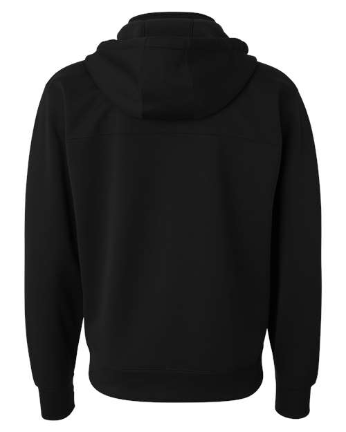 Independent Trading Co. Unisex Poly-Tech Full-Zip Hooded Sweatshirt — Black — Back