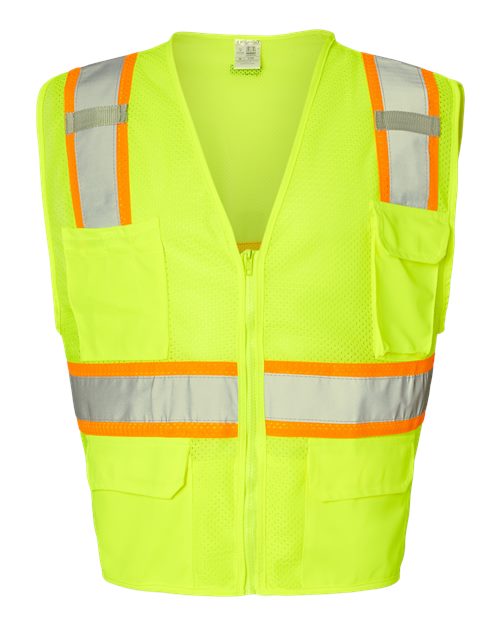 Kishigo Unisex Ultra-Cool™ Multi-Pocket Vest — Lime — Front