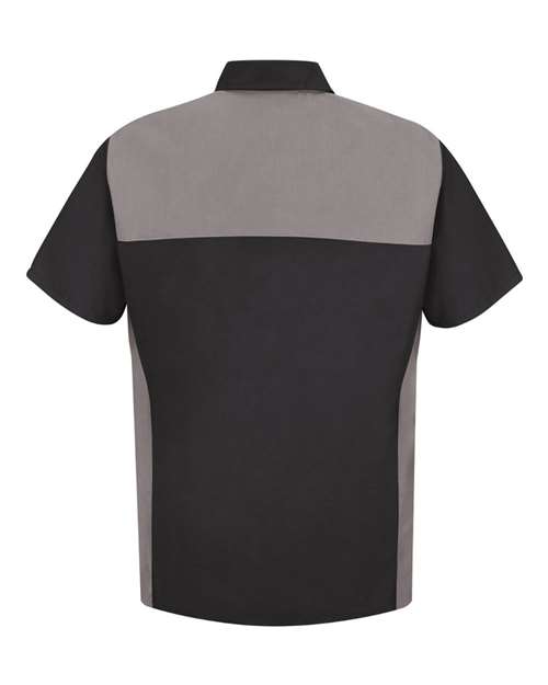 Red Kap Men's Short Sleeve Motorsports Shirt — Black/ Silver — Back