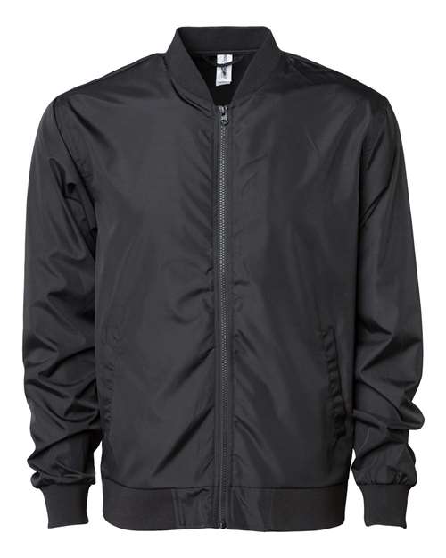 Independent Trading Co. Unisex Lightweight Bomber Jacket — Black — Front