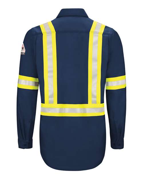 Bulwark Men's Tall iQ Series® Endurance Enhanced-Vis Work Shirt — Navy — Back