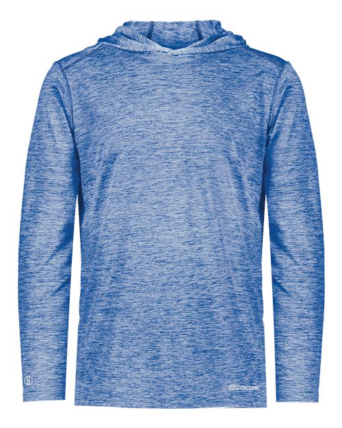 Holloway Youth Electrify CoolCore® Hooded Sweatshirt — Royal Heather — Front