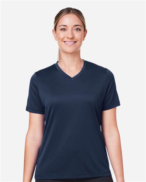 Team 365 Women's Zone Performance Mesh T-Shirt — Sport Dark Navy — On model · front