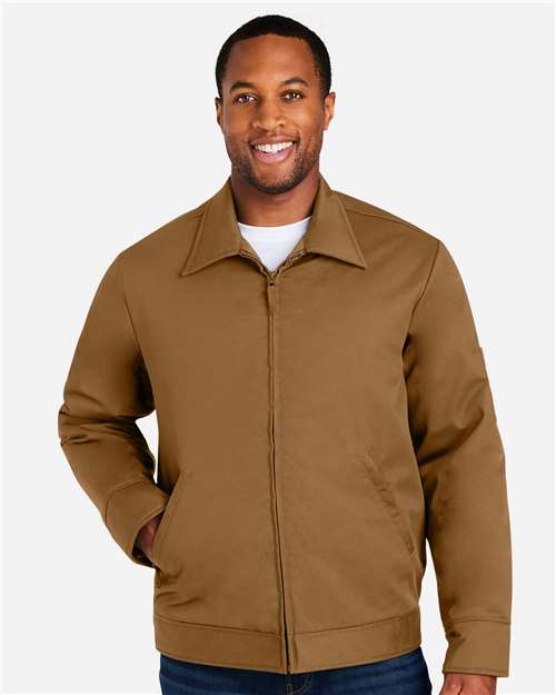Harriton Unisex Tall ClimaBloc® Station Jacket — Duck Brown — On model · front