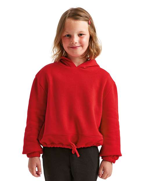 TriDri Youth Maria Hooded Sweatshirt — Fire Red — On model · front