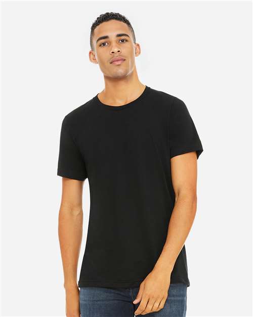 BELLA + CANVAS Triblend Tee — Solid Black Triblend — On model · front